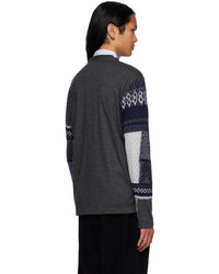 dunkelgraue bedruckte Strickjacke von Comme des Garcons Homme