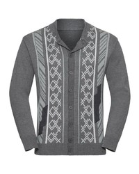 dunkelgraue bedruckte Strickjacke von MARCO DONATI