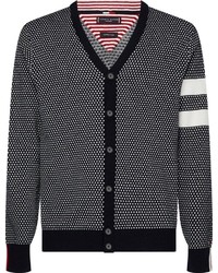 dunkelgraue bedruckte Strickjacke von Tommy Hilfiger Tailored