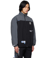 dunkelgraue bestickte Daunenjacke von AAPE BY A BATHING APE