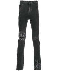 dunkelgraue bestickte enge Jeans von Haculla