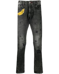 dunkelgraue bestickte enge Jeans von Philipp Plein