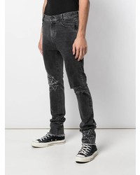 dunkelgraue bestickte enge Jeans von Haculla