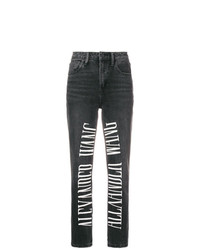 dunkelgraue bestickte Jeans von Alexander Wang