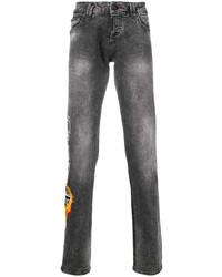 dunkelgraue bestickte Jeans von Philipp Plein