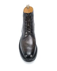 dunkelgraue Brogue Stiefel aus Leder von Officine Creative