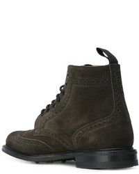 dunkelgraue Brogue Stiefel aus Wildleder von Church's