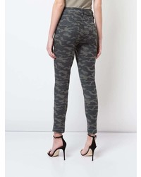 dunkelgraue Camouflage enge Jeans von Nicole Miller