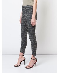 dunkelgraue Camouflage enge Jeans von Nicole Miller