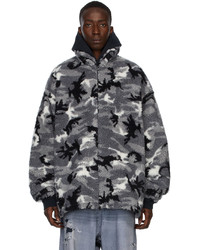 dunkelgraue Camouflage Fleece-Bomberjacke