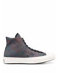 dunkelgraue Camouflage hohe Sneakers aus Segeltuch von Converse