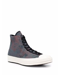 dunkelgraue Camouflage hohe Sneakers aus Segeltuch von Converse