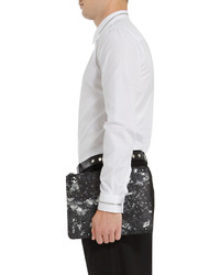 dunkelgraue Camouflage Leder Clutch Handtasche von Givenchy
