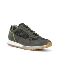 dunkelgraue Camouflage Leder niedrige Sneakers von Hogan