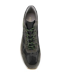 dunkelgraue Camouflage Leder niedrige Sneakers von Hogan