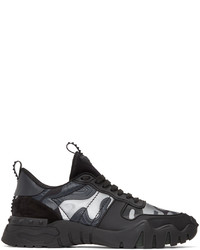 dunkelgraue Camouflage Leder Sportschuhe