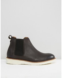 dunkelgraue Chelsea Boots aus Leder von Selected