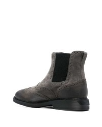 dunkelgraue Chelsea Boots aus Wildleder von Hogan