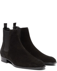 dunkelgraue Chelsea Boots aus Wildleder von Saint Laurent