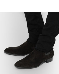 dunkelgraue Chelsea Boots aus Wildleder von Saint Laurent