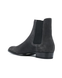 dunkelgraue Chelsea Boots aus Wildleder von Saint Laurent