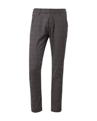 dunkelgraue Chinohose mit Schottenmuster von Tom Tailor Denim