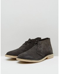 dunkelgraue Chukka-Stiefel aus Wildleder von Asos