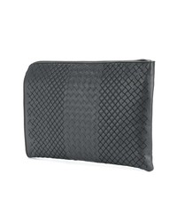 dunkelgraue Clutch Handtasche von Bottega Veneta