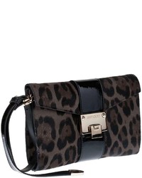 dunkelgraue Clutch mit Leopardenmuster