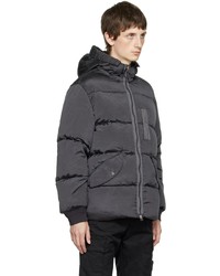 dunkelgraue Daunenjacke von Stone Island