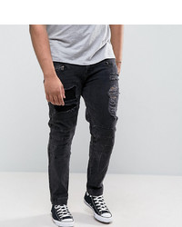 dunkelgraue enge Jeans mit Destroyed-Effekten von ASOS DESIGN