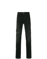 dunkelgraue enge Jeans mit Destroyed-Effekten von Balenciaga