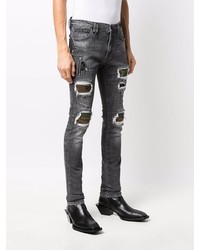 dunkelgraue enge Jeans mit Destroyed-Effekten von Philipp Plein