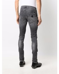 dunkelgraue enge Jeans mit Destroyed-Effekten von Philipp Plein