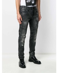 dunkelgraue enge Jeans mit Destroyed-Effekten von Philipp Plein