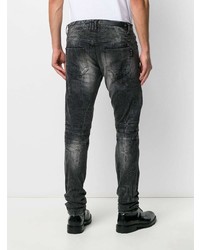 dunkelgraue enge Jeans mit Destroyed-Effekten von Philipp Plein