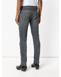 dunkelgraue enge Jeans mit Destroyed-Effekten von Balmain