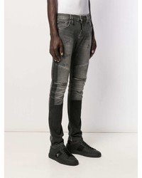 dunkelgraue enge Jeans mit Destroyed-Effekten von Philipp Plein