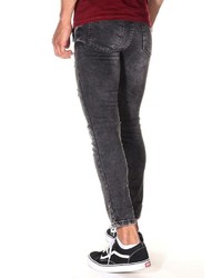 dunkelgraue enge Jeans mit Destroyed-Effekten von Bright Jeans