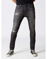 dunkelgraue enge Jeans mit Destroyed-Effekten von Calvin Klein
