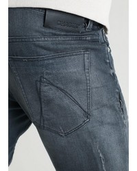 dunkelgraue enge Jeans mit Destroyed-Effekten von Chasin'