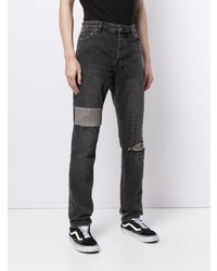 dunkelgraue enge Jeans mit Destroyed-Effekten von Ksubi