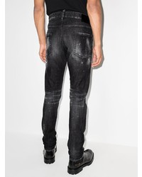 dunkelgraue enge Jeans mit Destroyed-Effekten von DSQUARED2