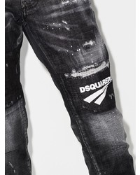 dunkelgraue enge Jeans mit Destroyed-Effekten von DSQUARED2