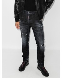 dunkelgraue enge Jeans mit Destroyed-Effekten von DSQUARED2