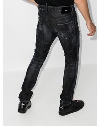 dunkelgraue enge Jeans mit Destroyed-Effekten von DSQUARED2