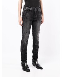 dunkelgraue enge Jeans mit Destroyed-Effekten von Bossi Sportswear