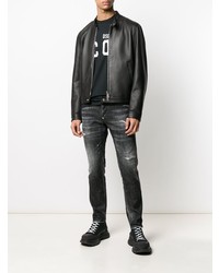 dunkelgraue enge Jeans mit Destroyed-Effekten von DSQUARED2