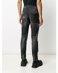 dunkelgraue enge Jeans mit Destroyed-Effekten von DSQUARED2