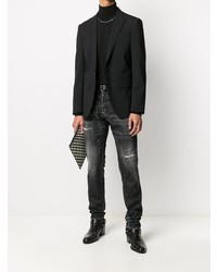 dunkelgraue enge Jeans mit Destroyed-Effekten von DSQUARED2